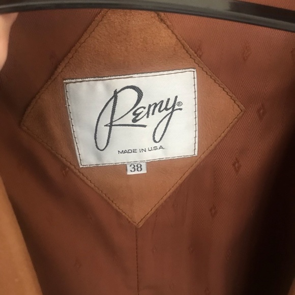 Remy leather tan soft suede blazer coat - Picture 2 of 7